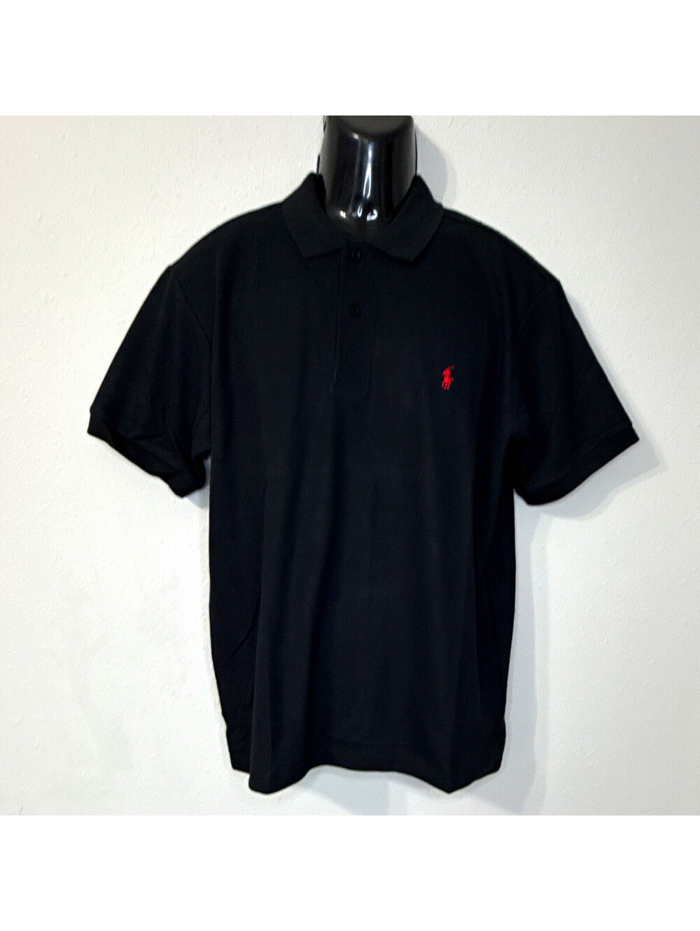 Polo Ralph Lauren Men's XL Black Solid Short Sleeve Polo, Embroidered Logo